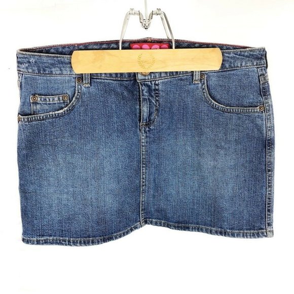 (F3-07) Glo Juniors Sz 9 Blue Mini Skirt Denim - Picture 1 of 4